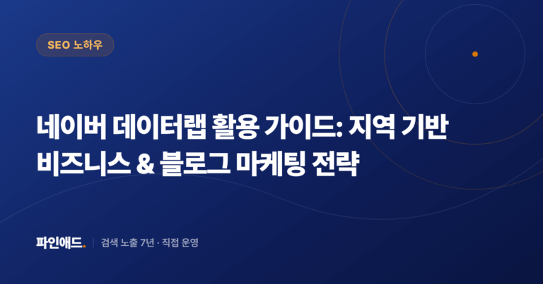네이버 데이터랩 활용 가이드: 지역 기반 비즈니스 & 블로그 마케팅 전략